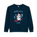 Park City, Utah Toddler Sweatshirt - Skiing Snowman Park City Toddler Crewneck Sweatshirt-3