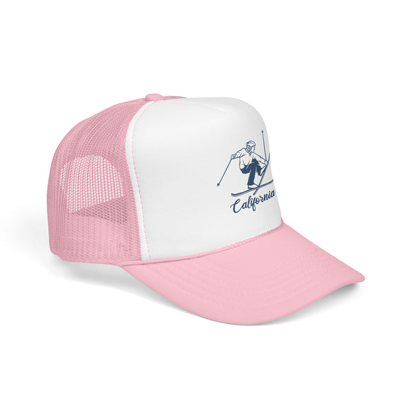 California Snow Ski Trucker Hat — Retro Skier Foam Cap
