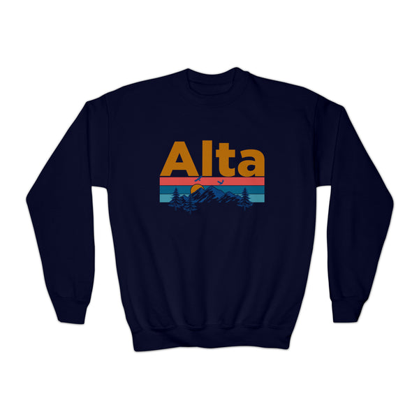Alta, Utah Youth Sweatshirt - Unisex Kid's Alta Crewneck Sweatshirt