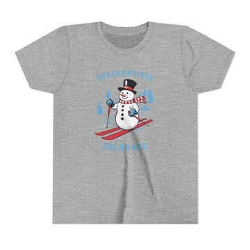 Breckenridge, Colorado Youth Skiing Snowman Tee - Kids Breckenridge T Shirt - 0