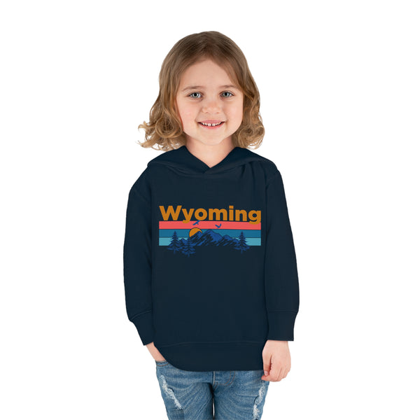 Wyoming Toddler Hoodie - Retro Mountain Sun Unisex Wyoming Toddler Sweatshirt