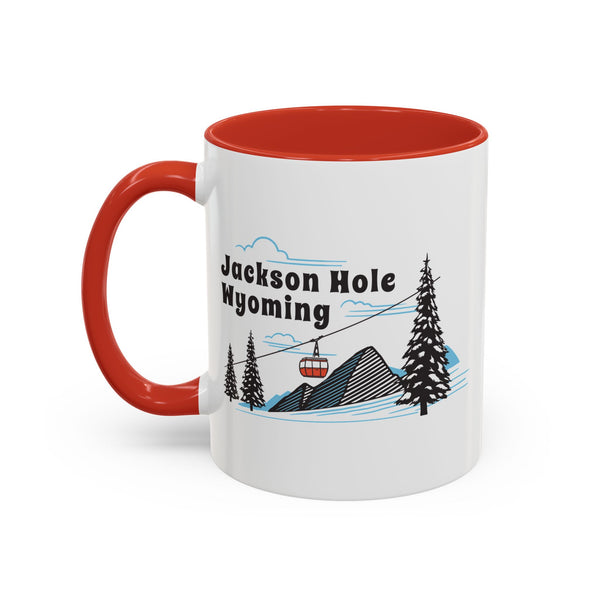 Jackson Hole, Wyoming Retro Snow Skiing Mountain 11 oz Mug, Ski Lodge Decor Coffee Cup, Mountain Gondola  Lover Gift, Retro Skiing Mug