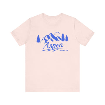 Buy soft-pink Aspen, Colorado T-Shirt - Retro Mountain Unisex Aspen Shirt - Pine Treeline