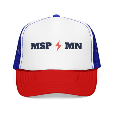 Buy red-white-royal Minneapolis, Minnesota Retro Trucker Hat - Lightning Foam Cap - Lightning