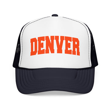 Denver Foam Trucker Hat – Retro Patch Lettering Mesh Cap - 0