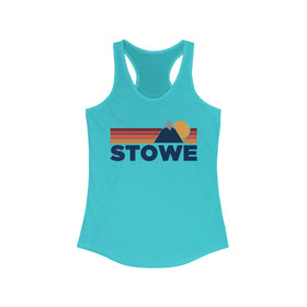 Buy solid-tahiti-blue Stowe, Vermont Women's Racerback Tank Top - Mountain Lover Sleeveless Shirt, Women's Stowe Hiking Tank