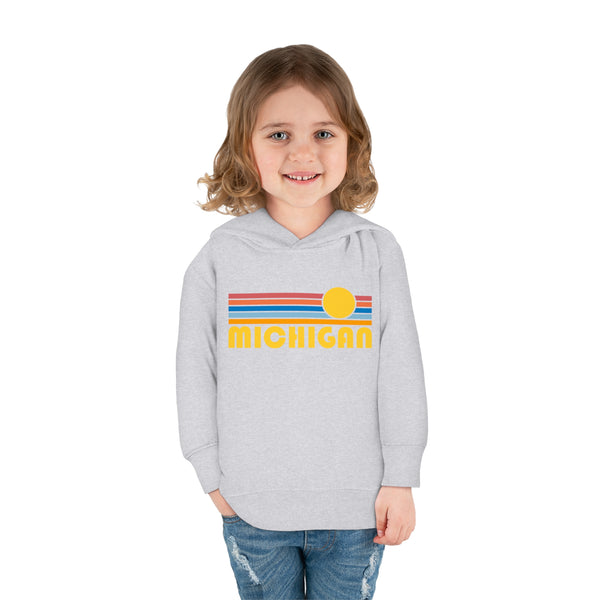 Michigan Toddler Hoodie - Retro Sunrise Unisex Michigan Toddler Sweatshirt