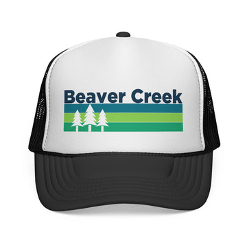 Beaver Creek, Colorado Retro Trees Trucker Hat - Vintage Style Beaver Creek Cap