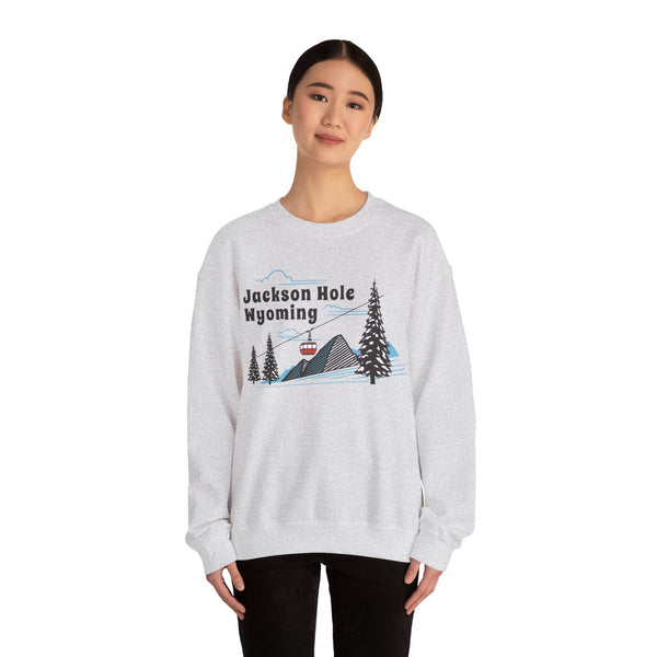 Jackson Hole, Wyoming Sweatshirt - Unisex Retro Ski Mountain Gondola Jackson Hole Sweatshirt