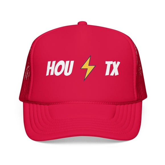 Houston, Texas Retro Trucker Hat - Lightning Foam Cap
