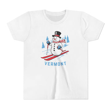 Vermont Youth Skiing Snowman Tee - Kids T Shirt