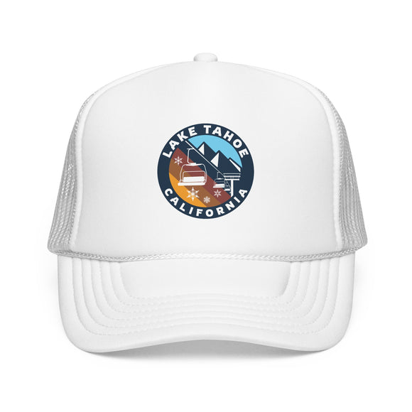Lake Tahoe, California Retro Ski Lift Mountain Foam Trucker Hat