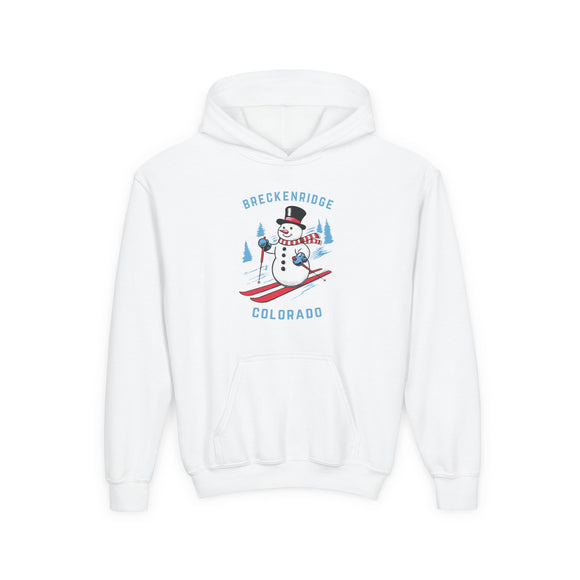 Breckenridge, Colorado Youth Hoodie - Skiing Snowman Kids Breckenridge Hooded Sweatshirt