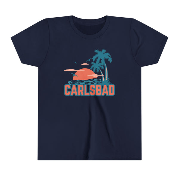 Carlsbad, California Youth Shirt - Retro Palm Tree Carlsbad Kid's T-Shirt