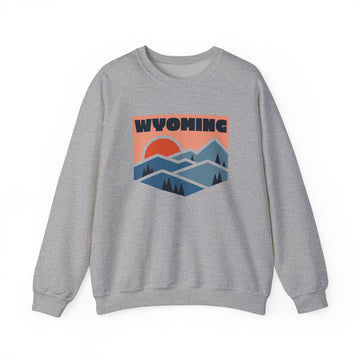 Buy sport-grey Wyoming Sweatshirt Retro Mountains, Wyoming Unisex Graphic Crewneck
