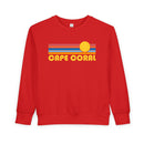 Cape Coral, Florida Toddler Sweatshirt - Retro Sun Cape Coral Toddler Crewneck Sweatshirt-6