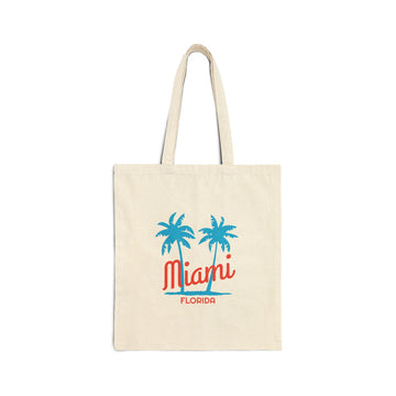Miami, Florida, Cotton Canvas Miami Tote Bag - Palm Script
