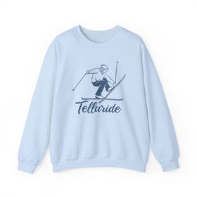 Buy light-blue Telluride, Colorado Sweatshirt - Vintage Skiing Graphic Crewneck