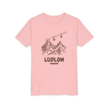 Buy pink Ludlow, Vermont Youth T-Shirt — Vintage Gondola Ski Mountain Tee