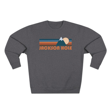 Buy charcoal-heather Premium Jackson Hole, Wyoming Retro Mountain Graphic Sweatshirt