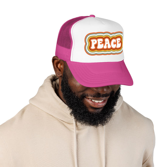 Retro Peace Trucker Hat Boho