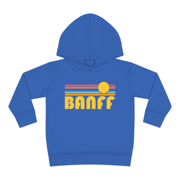 Banff, Canada Toddler Hoodie - Retro Sunrise Unisex Banff Toddler Sweatshirt