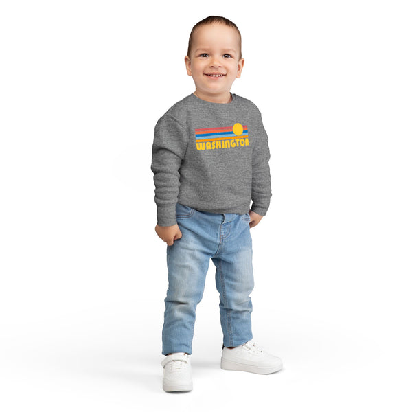 Washington Toddler Sweatshirt - Retro Sun Washington Toddler Crewneck Sweatshirt