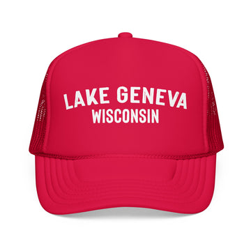 Buy red Lake Geneva, Wisconsin Trucker Hat - Foam Lake Geneva Cap