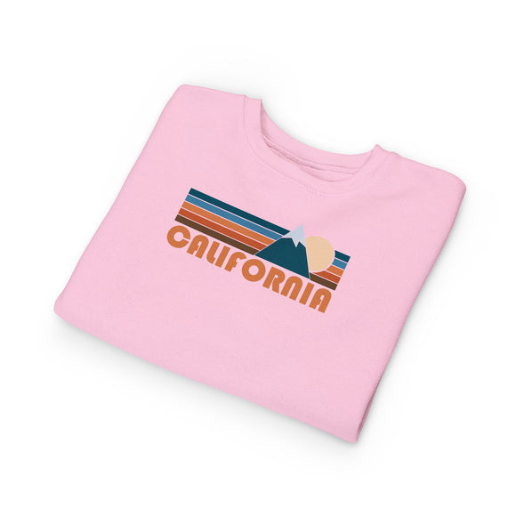 California Toddler Sweatshirt - Retro Mountain California Toddler Crewneck Sweatshirt