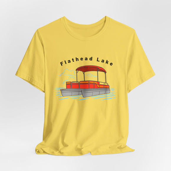 Flathead Lake T Shirt - Retro Pontoon Boat Flathead Lake Tee