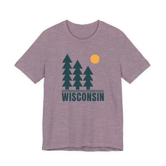 Wisconsin T Shirt - Retro Trees Wisconsin Tee