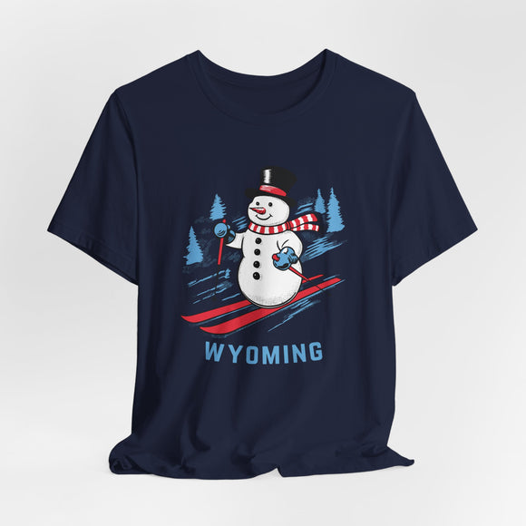 Wyoming T Shirt - Ski Snowman Graphic Wyoming Tee