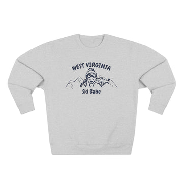 Buy heather-grey Premium West Virginia Ski Babe Sweatshirt