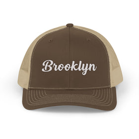 Buy brown-khaki Brooklyn, New York Snapback Trucker Cap - Embroidered Brooklyn Hat