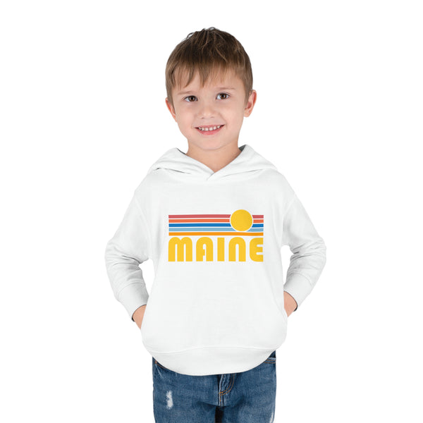 Maine Toddler Hoodie - Retro Sunrise Unisex Maine Toddler Sweatshirt