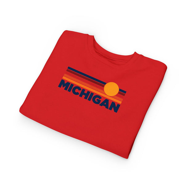 Michigan Toddler Sweatshirt - Retro Sun Michigan Toddler Crewneck Sweatshirt