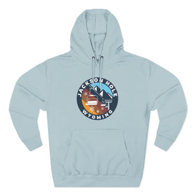 Buy blue-mist Premium Jackson Hole, Wyoming Ski Lift Hoodie