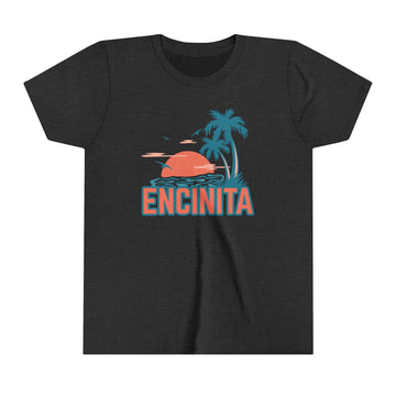 Buy dark-grey-heather Encinitas, California Youth Shirt - Retro Palm Tree Encinitas Kid's T-Shirt