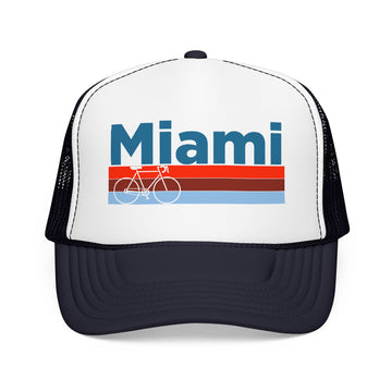 Buy navy-white-navy Miami, Florida Trucker Hat - Foam Miami Bike Cap