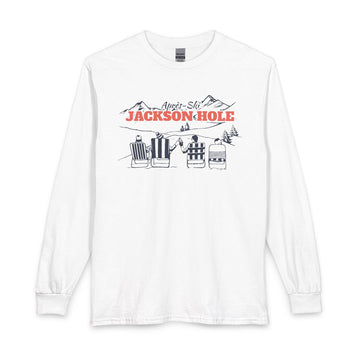 Jackson Hole, Wyoming Après-ski Long Sleeve Shirt - Mountain Retro Skiing - 0