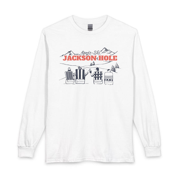 Jackson Hole, Wyoming Après-ski Long Sleeve Shirt - Mountain Retro Skiing