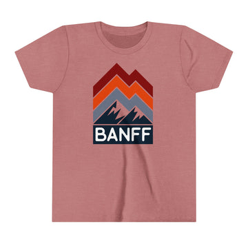 Banff, Canada Youth Shirt - Retro Mountain Banff Kid's T-Shirt - Chevron Peaks