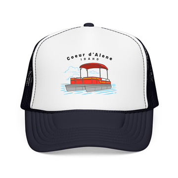 Buy navy-white-navy Coeur d'Alene, Idaho Trucker Hat - Pontoon Boat