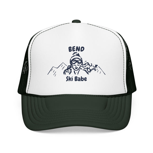 Bend, Oregon Ski Babe Trucker Hat — Foam Mesh Cap