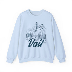Buy light-blue Vail, Colorado Sweatshirt - Mountain Illustration Graphic Crewneck