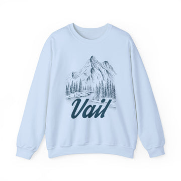 Buy light-blue Vail, Colorado Sweatshirt - Mountain Illustration Graphic Crewneck