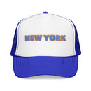 New York Foam Trucker Hat - Retro Orange & Blue City Patch-4