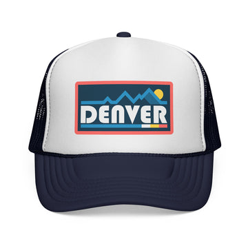 Buy dark-navy Denver, Colorado Retro Mountains Trucker Hat - Vintage Style Denver Cap