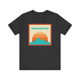 Retro Burlington, Vermont T-Shirt, Mountain Sun Tee, Unisex Graphic Shirt, Vintage Burlington, Vermont Top, Outdoor Adventure Clothing