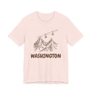 Buy soft-pink Washington Mountain T-Shirt — Vintage Gondola Ski Mountain Tee